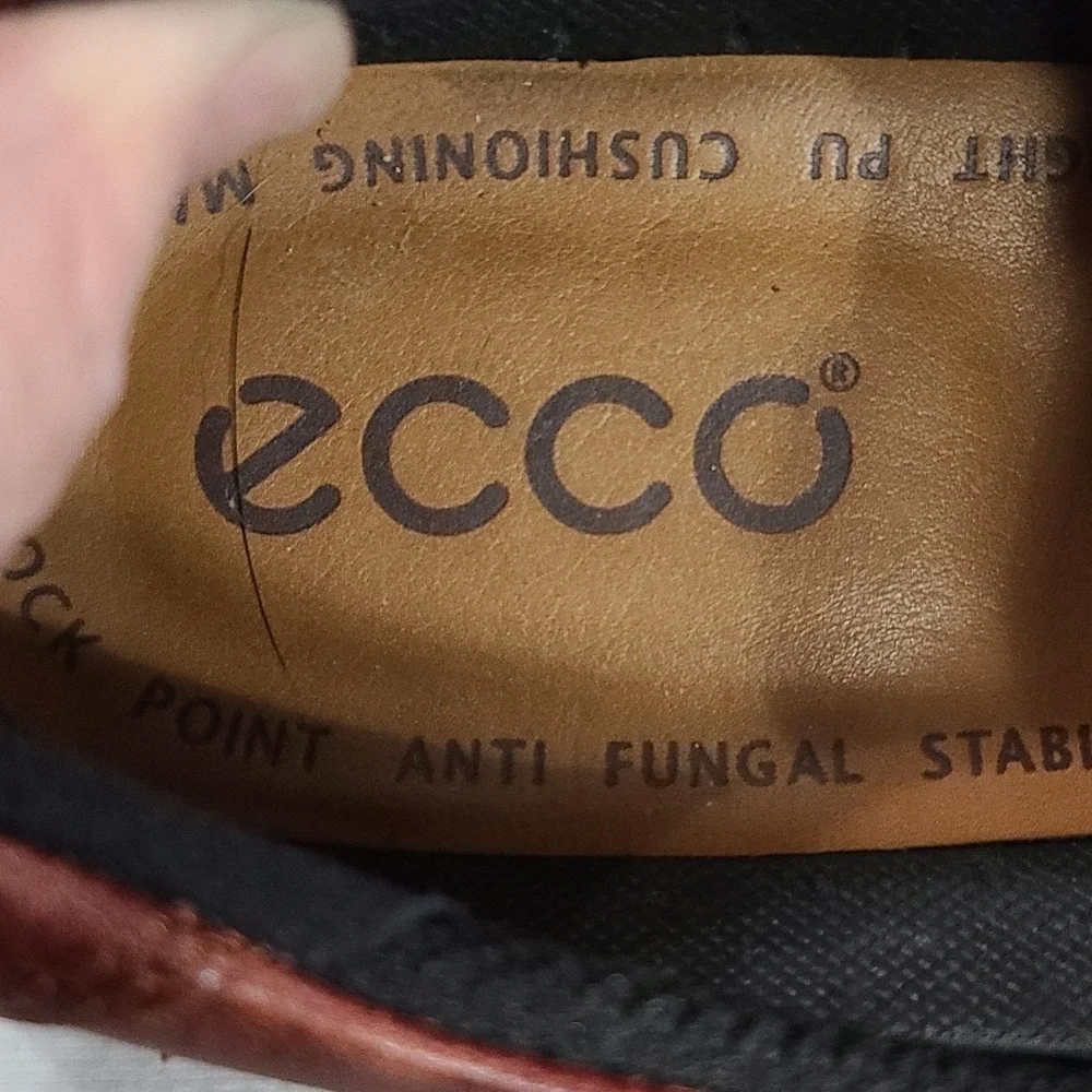 Ecco Mens Brown Leather?Casual Dress Shoes Slip-on Sz 46/12-12.5 GUC READ‎